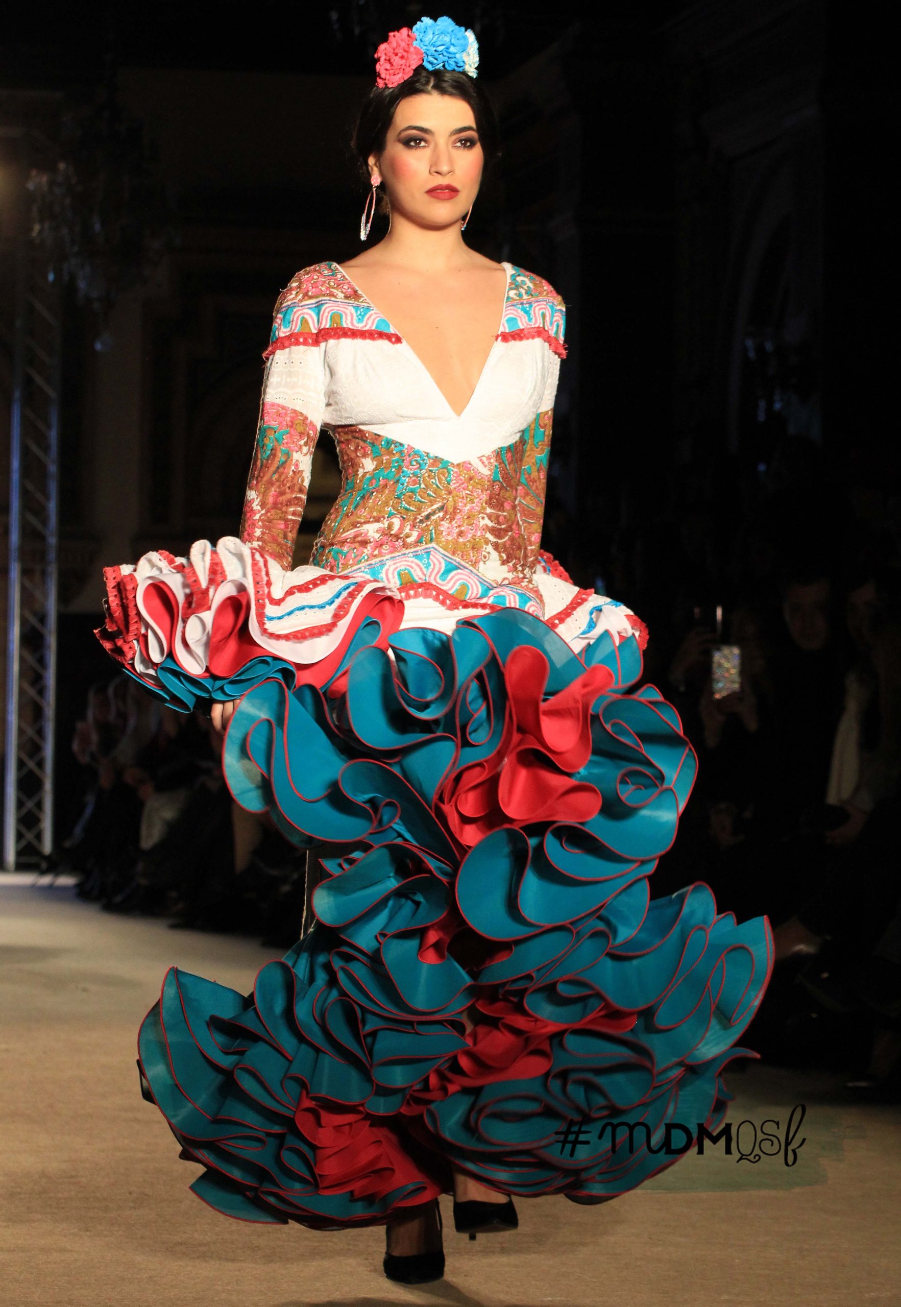 Traje de flamenca flock marrón - Sara de Benítez | Diseñadora de moda